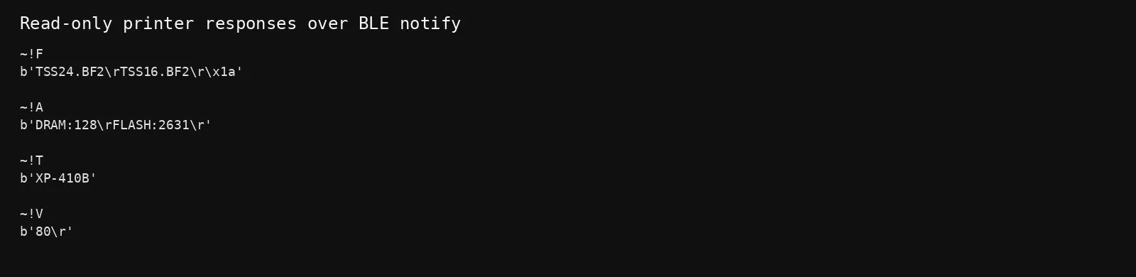 Printer query results