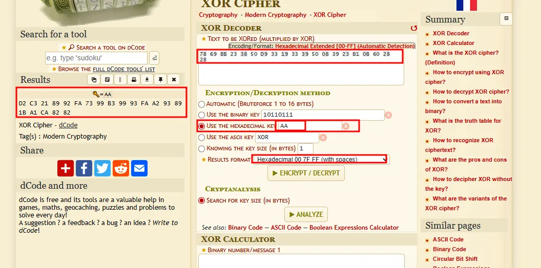 XORing EXP against the 0xAA constant